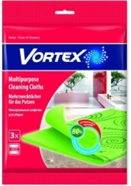 Салфетки Vortex для сухой и влажной уборки вискозные, 3 шт